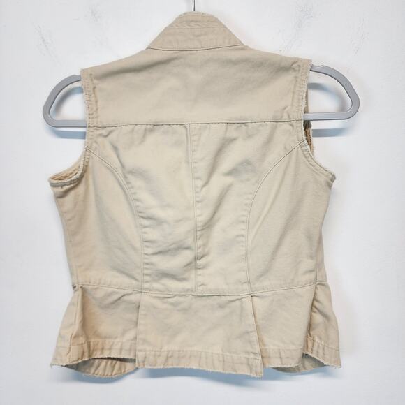 No Boundaries Y2K Military Vest Jr Small 3-5 Beige Distressed Big Buttons Chic - Picture 5 of 11